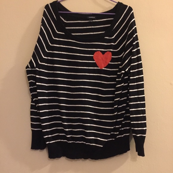 torrid Sweaters - Torrid Striped Sweater with Heart
